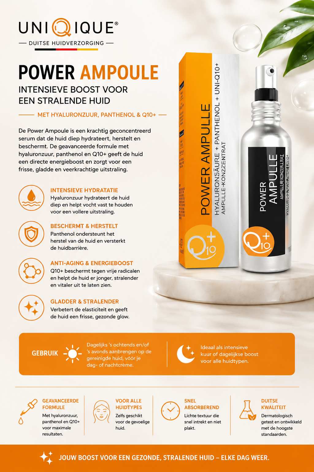 UNIQ10UE Power Ampoule 35 ml – Intens Hydraterend en Verstevigend Gezichtsserum voor een Stralende Huid