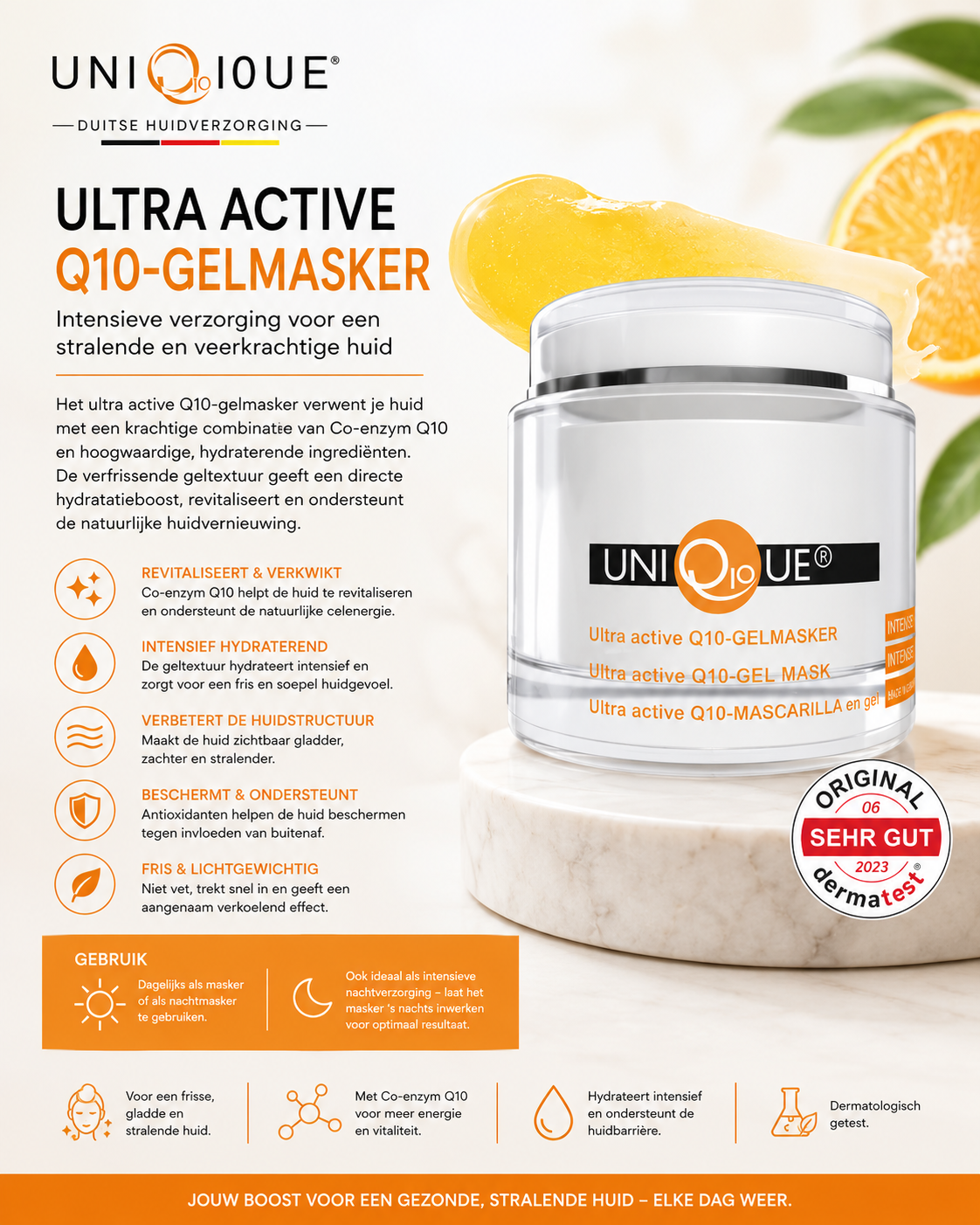 Uniq10ue Ultra Active Gel Mask 100 ml – Hydraterend en Verfrissend Gezichtsmasker voor Alle Huidtypen